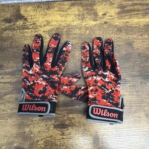 Wilson Football Receiver Gloves w/Super Grip - Black Red & White - Adult Medium